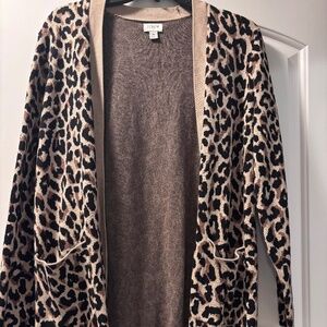 J.Crew Factory Cheetah Cardigan open front in size medium